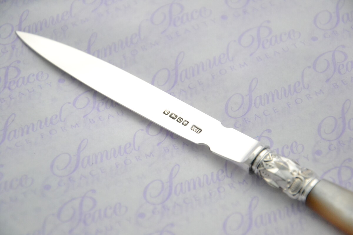 Harrison Bros & Howson Pristine Mother of Pearl Sterling Silver Bladed Letter Opener Sheffield 1881 Cased - Image 4