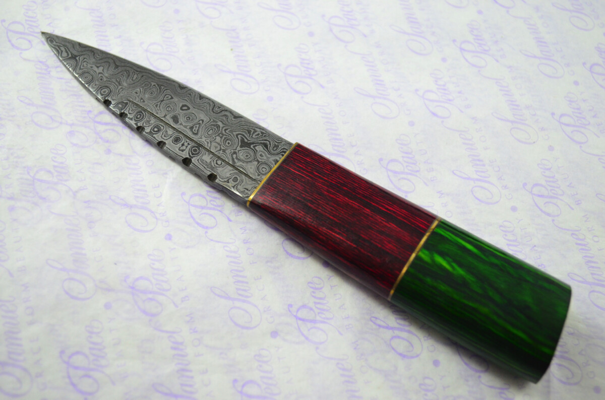 New Fantastic Coloured Pakkawood Sgian Dubh Damascus Steel Superior Sheath inc Presentation Box - Image 5