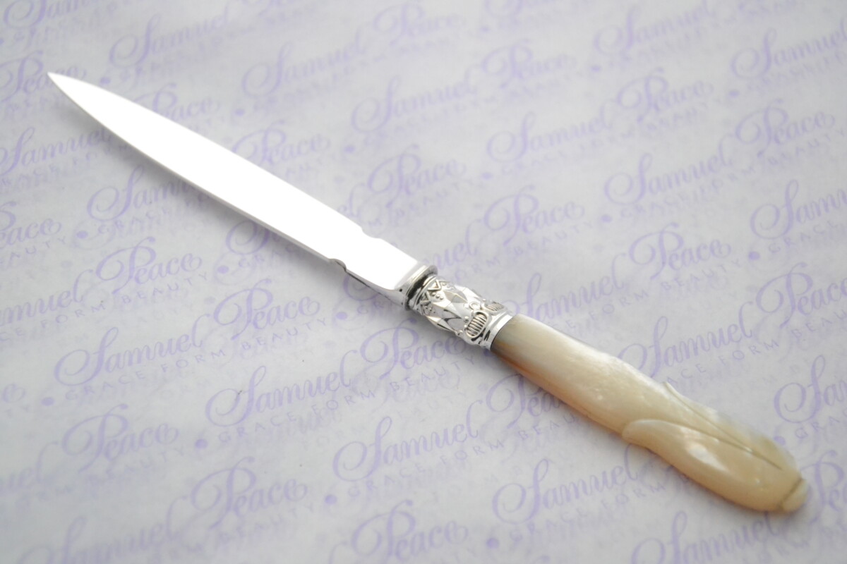 Harrison Bros & Howson Pristine Mother of Pearl Sterling Silver Bladed Letter Opener Sheffield 1881 Cased - Image 6