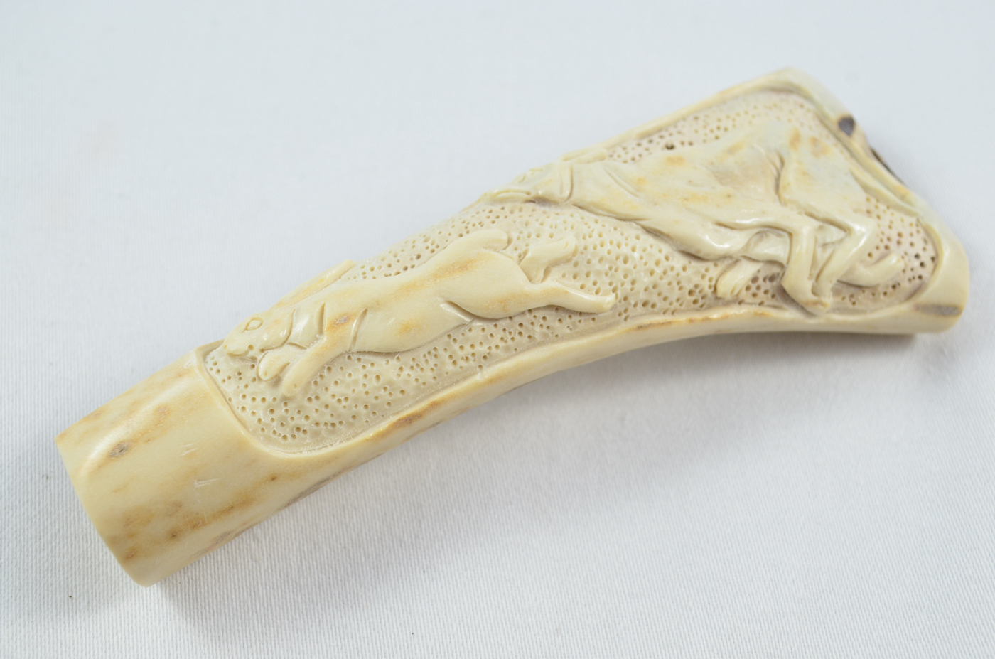 Hare & Hound Carved Walking Stick Cane Top Handle Stag Antler Horn Made Sheffield England - Image 2
