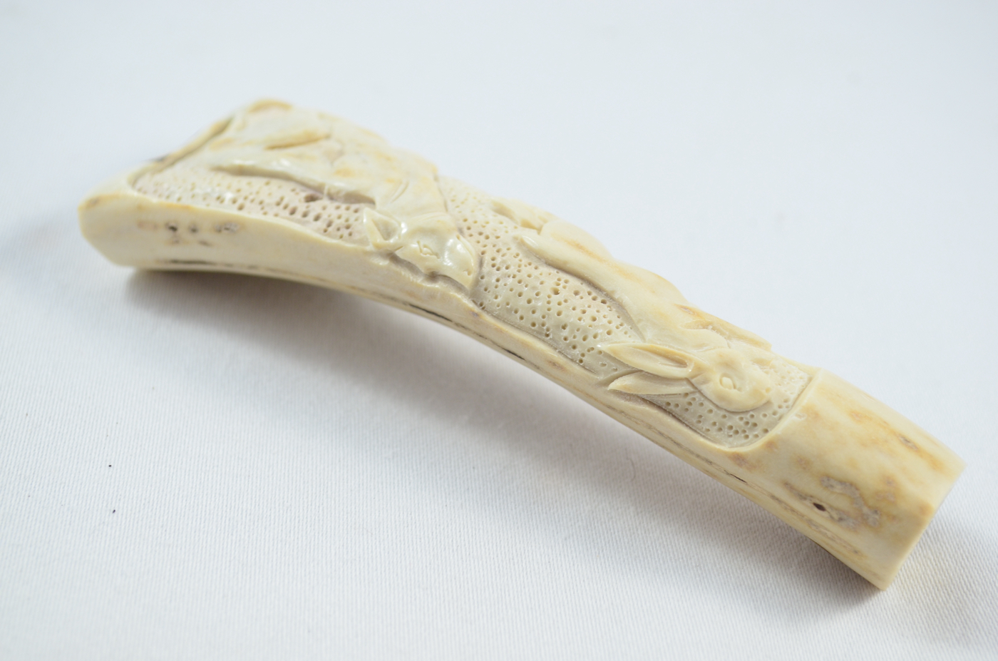 Hare & Hound Carved Walking Stick Cane Top Handle Stag Antler Horn Made Sheffield England - Image 3