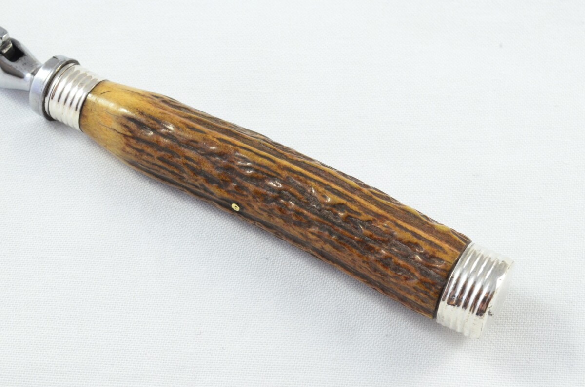 Mappin & Webb Sheffield Handmade 5 Piece Stag Antler Handled Carving Set c.1880 - Silver Plated Cap & Ferrule - Image 4