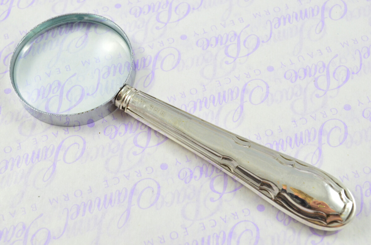 John Yates New Chippendale Pattern Sterling Silver Magnifying Glass Sheffield 1912 - Image 3