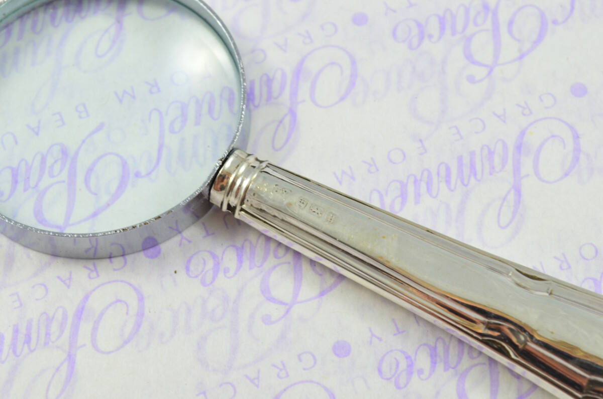 John Yates New Chippendale Pattern Sterling Silver Magnifying Glass Sheffield 1912 - Image 5