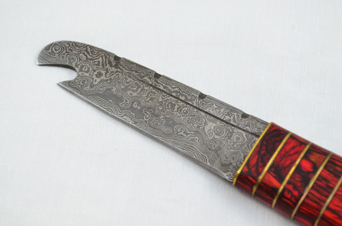 New Fantastic Genuine Laminate Handle Sgian Dubh Bottle Opener Damascus Steel Made in Sheffield England - Image 4