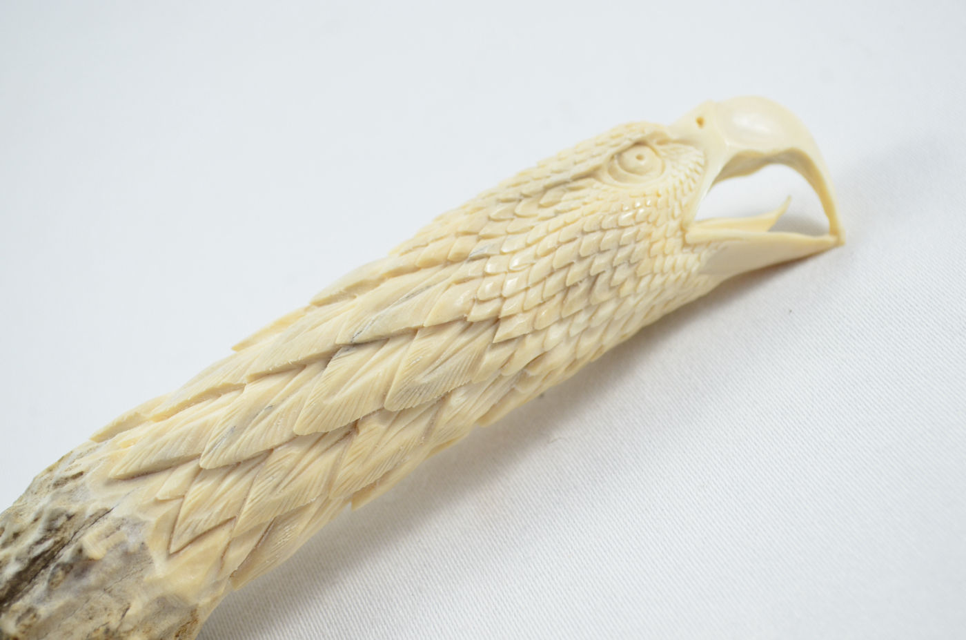 Eagle Carved Walking Stick Cane Top Handle Stag Antler Horn Made Sheffield England - Image 2