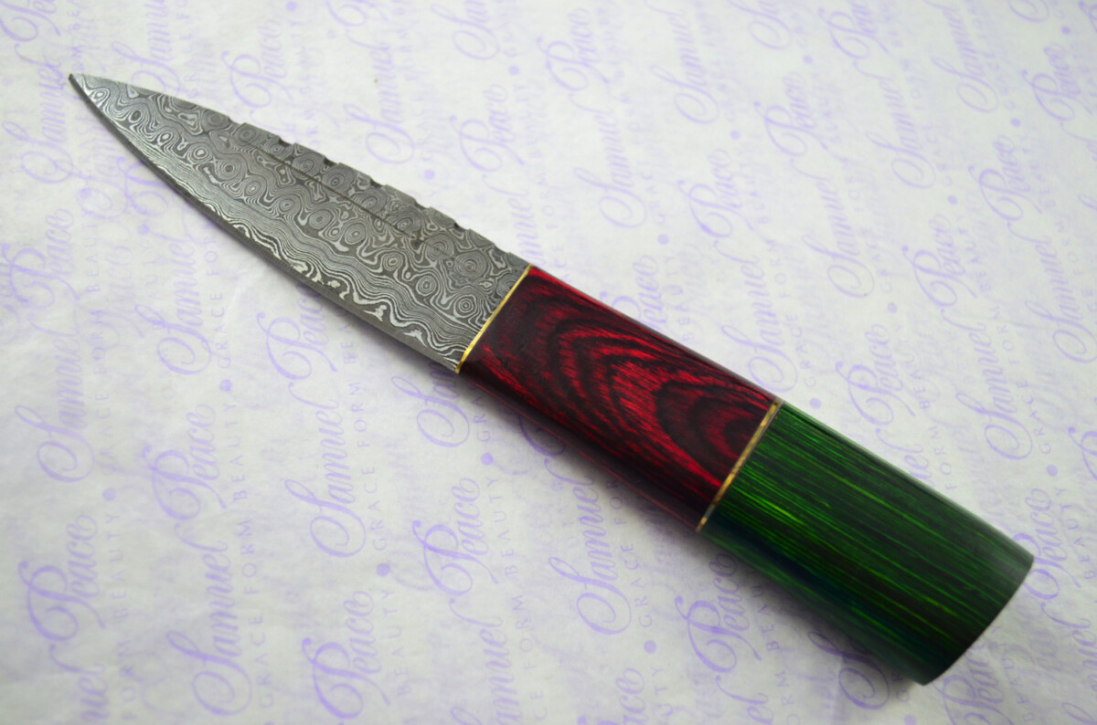 New Fantastic Coloured Pakkawood Sgian Dubh Damascus Steel Superior Sheath inc Presentation Box - Image 3