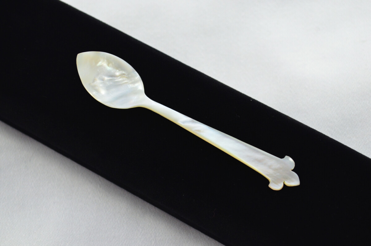 Pointed RARE Hand Carved Mother of Pearl Spoon