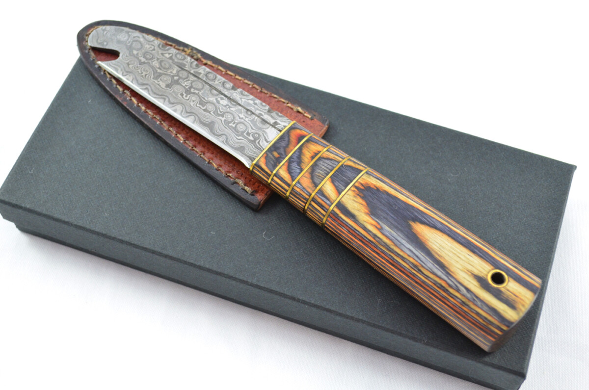 New Fantastic Genuine Laminate Handle Sgian Dubh Bottle Opener Damascus Steel Made in Sheffield England