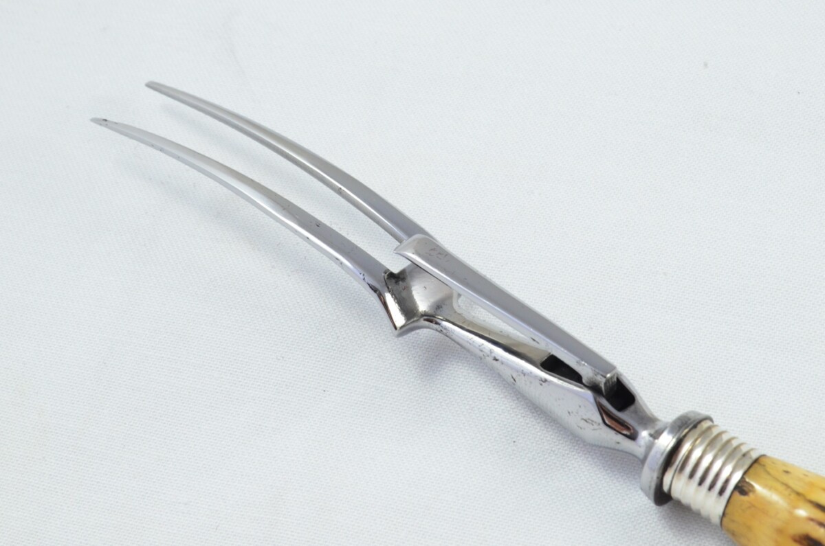 Mappin & Webb Sheffield Handmade 5 Piece Stag Antler Handled Carving Set c.1880 - Silver Plated Cap & Ferrule - Image 14