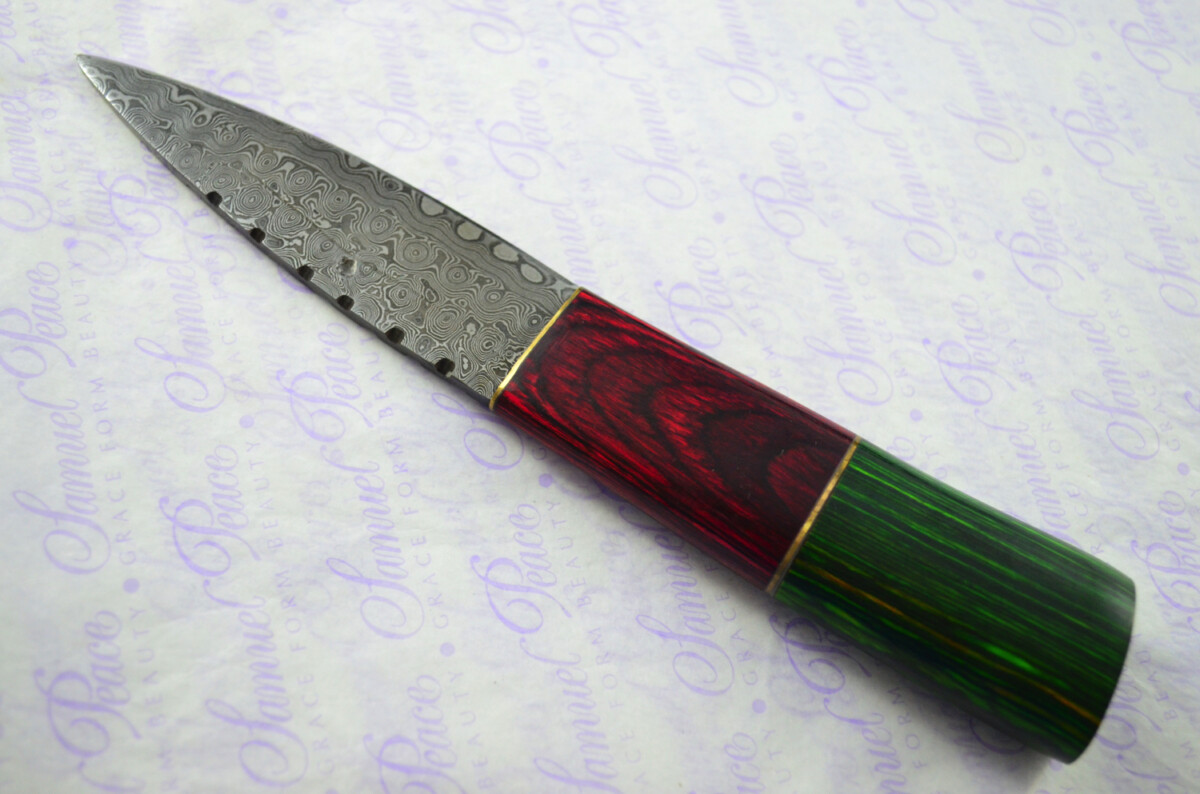 New Fantastic Coloured Pakkawood Sgian Dubh Damascus Steel Superior Sheath inc Presentation Box - Image 7
