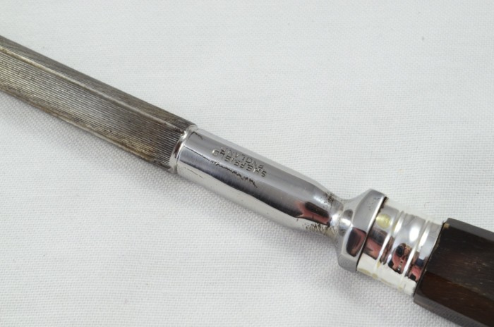 A Stunning London Carving & Dinner Knife Set 12 Table & Dessert Knives with Water Buffalo Handles c.1930 - Image 8