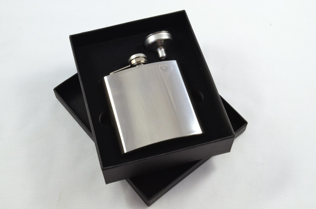 Handmade Stainless Steel Luxury Hip Flask 6oz With Funnel Gift Boxed