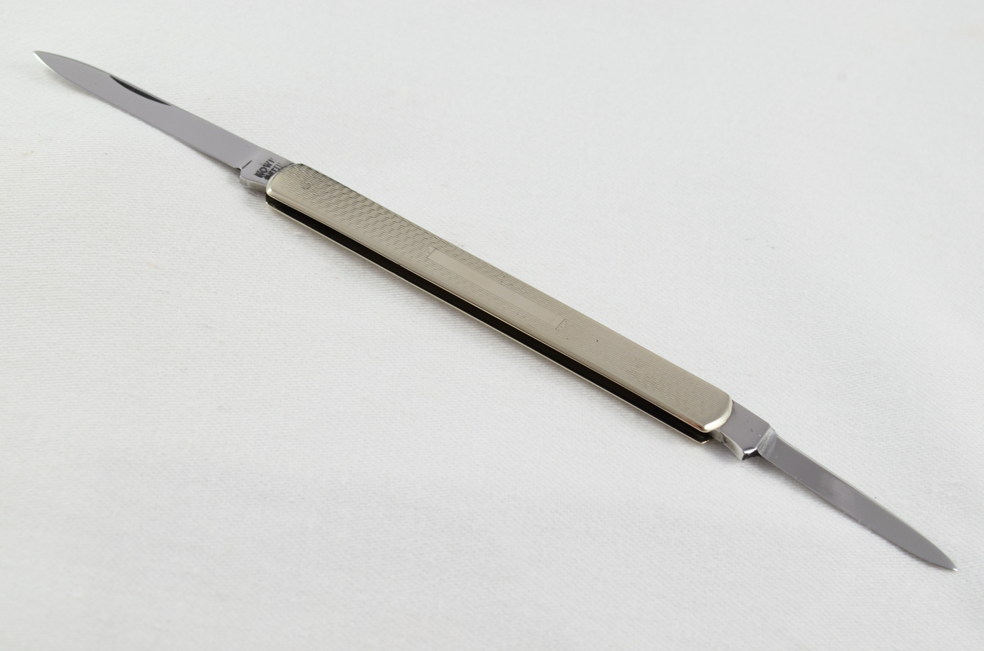 A J. Nowill Folding Engine Turned Nickel Pocket Pen Knife Sheffield