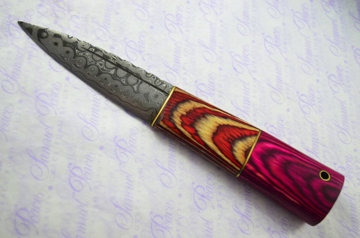 New Fantastic Coloured Pakkawood Sgian Dubh Damascus Steel Superior Sheath inc Presentation Box - Image 3