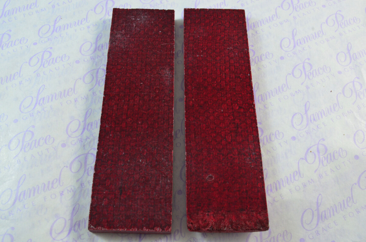 Pair of Maroon Red Burlap Canvas Micarta Knife Scales Knife Making Parts Micarta Blanks - Image 2