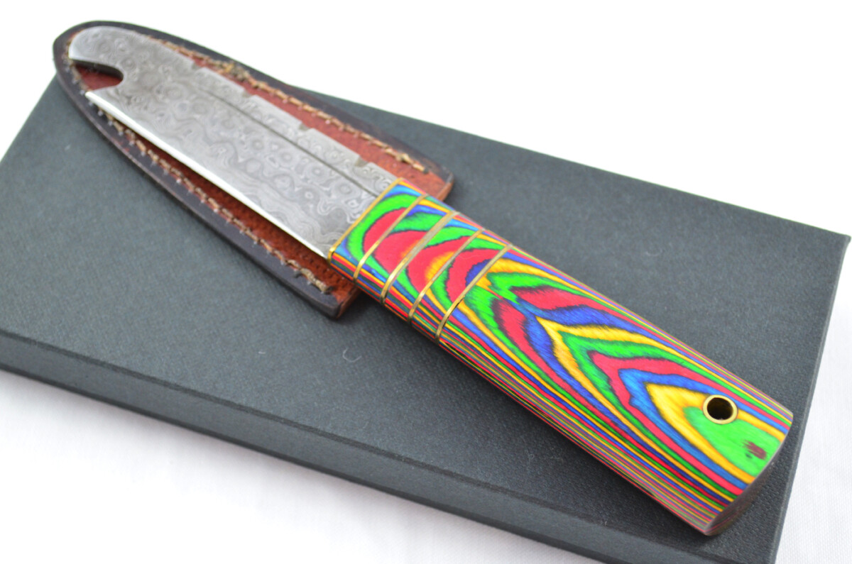 New Fantastic Genuine Laminate Handle Sgian Dubh Bottle Opener Damascus Steel Made in Sheffield England