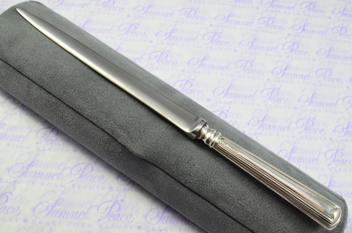 John Sanderson Sheffield Sterling Silver Handled Letter Opener Moderne Pattern 1914 Cased