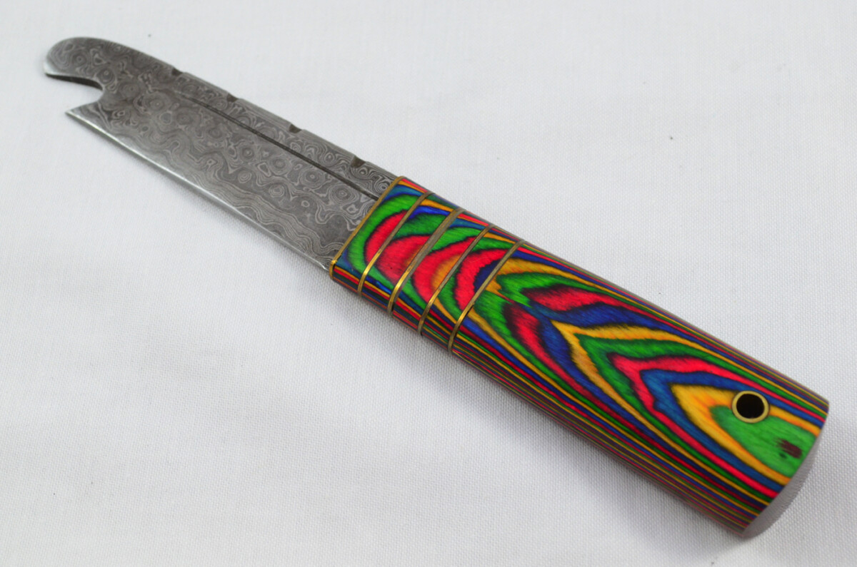 New Fantastic Genuine Laminate Handle Sgian Dubh Bottle Opener Damascus Steel Made in Sheffield England - Image 2