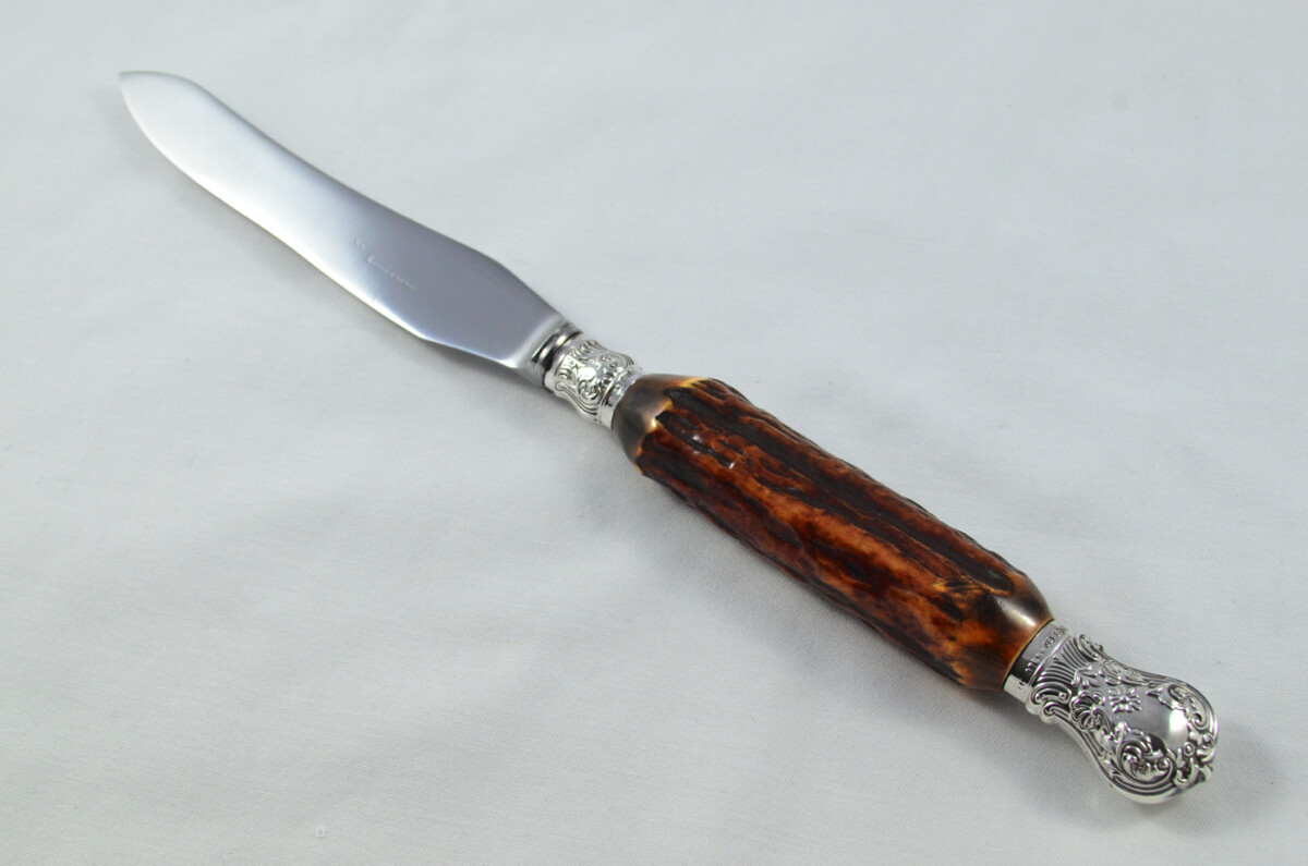 Amazing J.H Potter 5 Piece Stag Handled Silver Capped & Ferruled Carving Set Made in Sheffield 1909 - Image 8