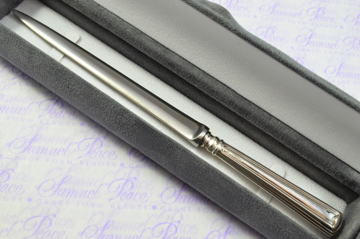 John Sanderson Sheffield Sterling Silver Handled Letter Opener Moderne Pattern 1914 Cased - Image 2