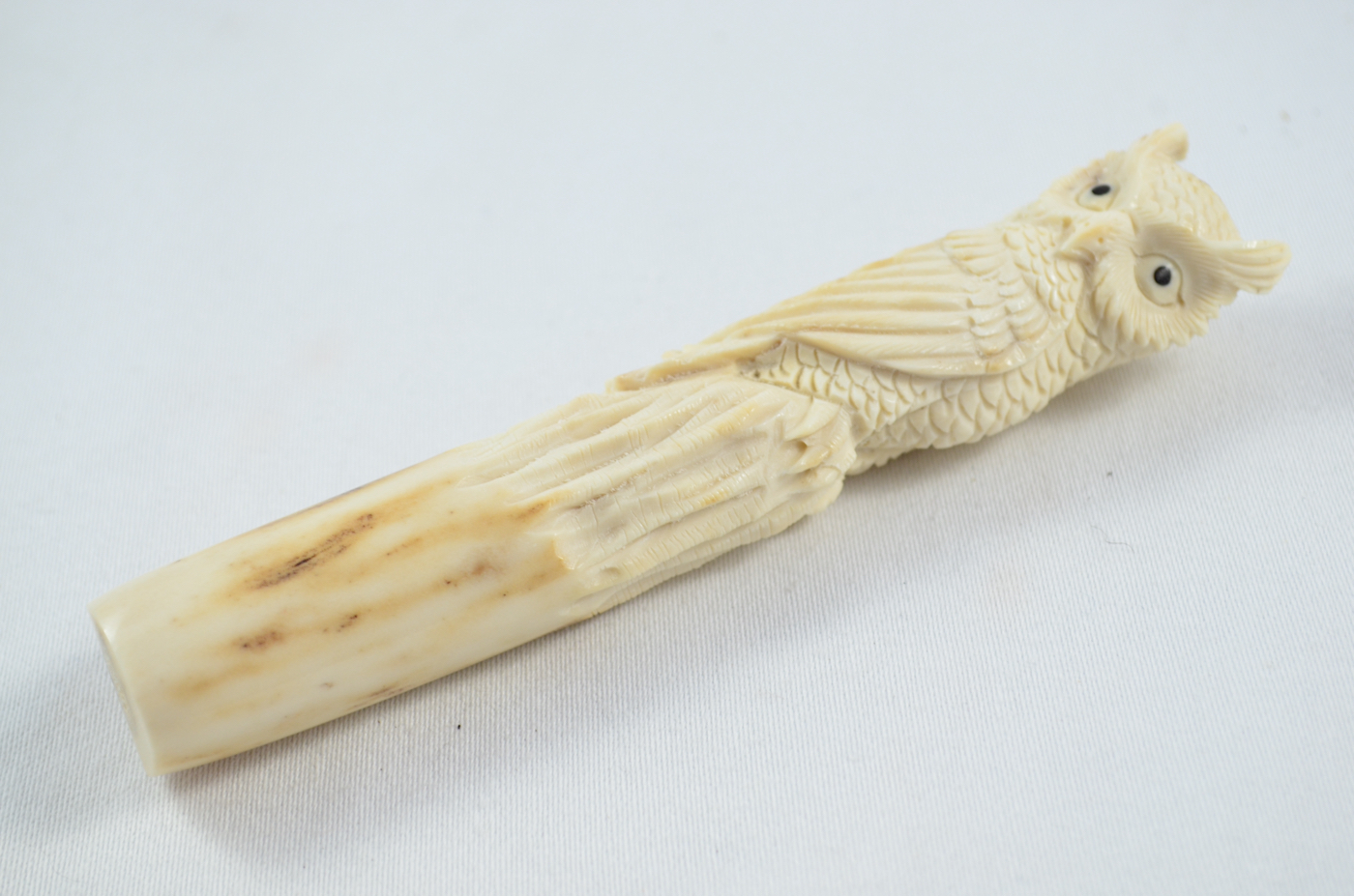 Owl Carved Walking Stick Cane Top Handle Stag Antler Horn Made Sheffield England - Image 2