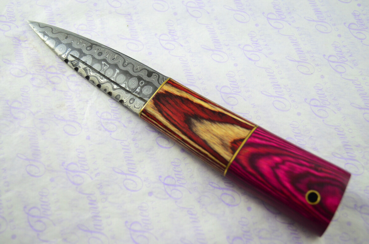 New Fantastic Coloured Pakkawood Sgian Dubh Damascus Steel Superior Sheath inc Presentation Box - Image 6