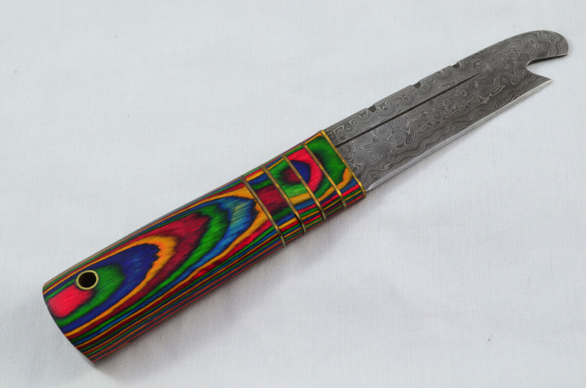 New Fantastic Genuine Laminate Handle Sgian Dubh Bottle Opener Damascus Steel Made in Sheffield England - Image 5