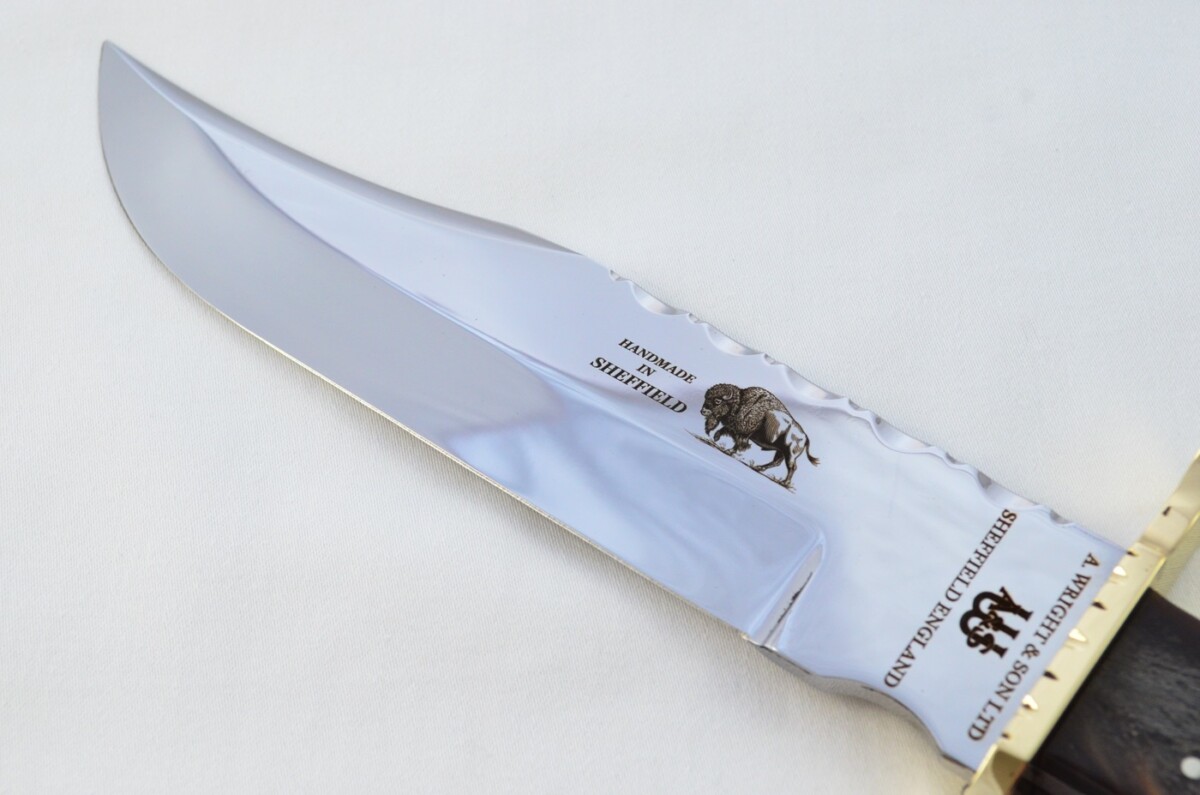 Genuine Authentic A Wright & Sons Scale Tang Water Buffalo 15.5" Bowie Knife Sheffield England - Image 4
