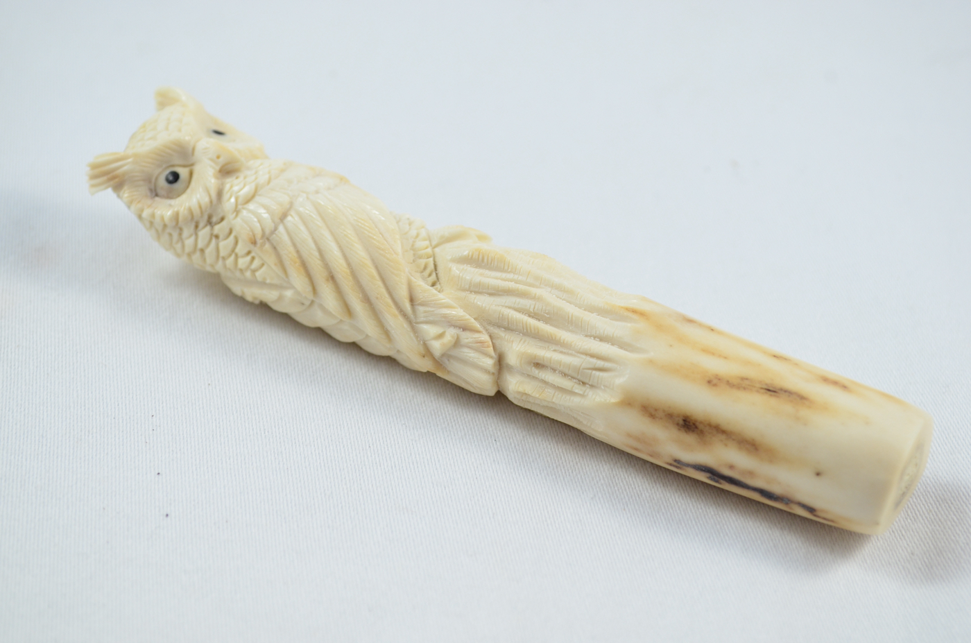 Owl Carved Walking Stick Cane Top Handle Stag Antler Horn Made Sheffield England - Image 3