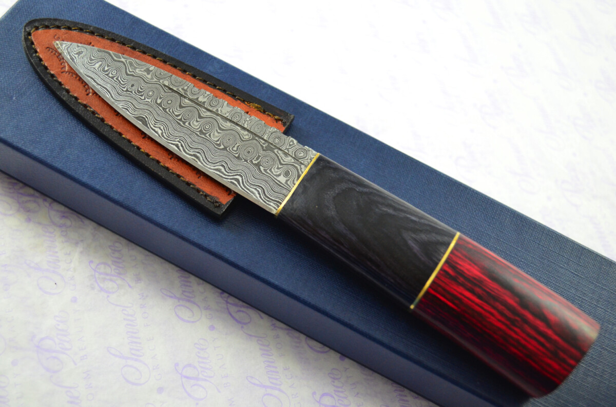 New Fantastic Coloured Pakkawood Sgian Dubh Damascus Steel Superior Sheath inc Presentation Box