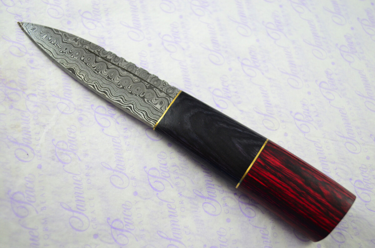 New Fantastic Coloured Pakkawood Sgian Dubh Damascus Steel Superior Sheath inc Presentation Box - Image 3