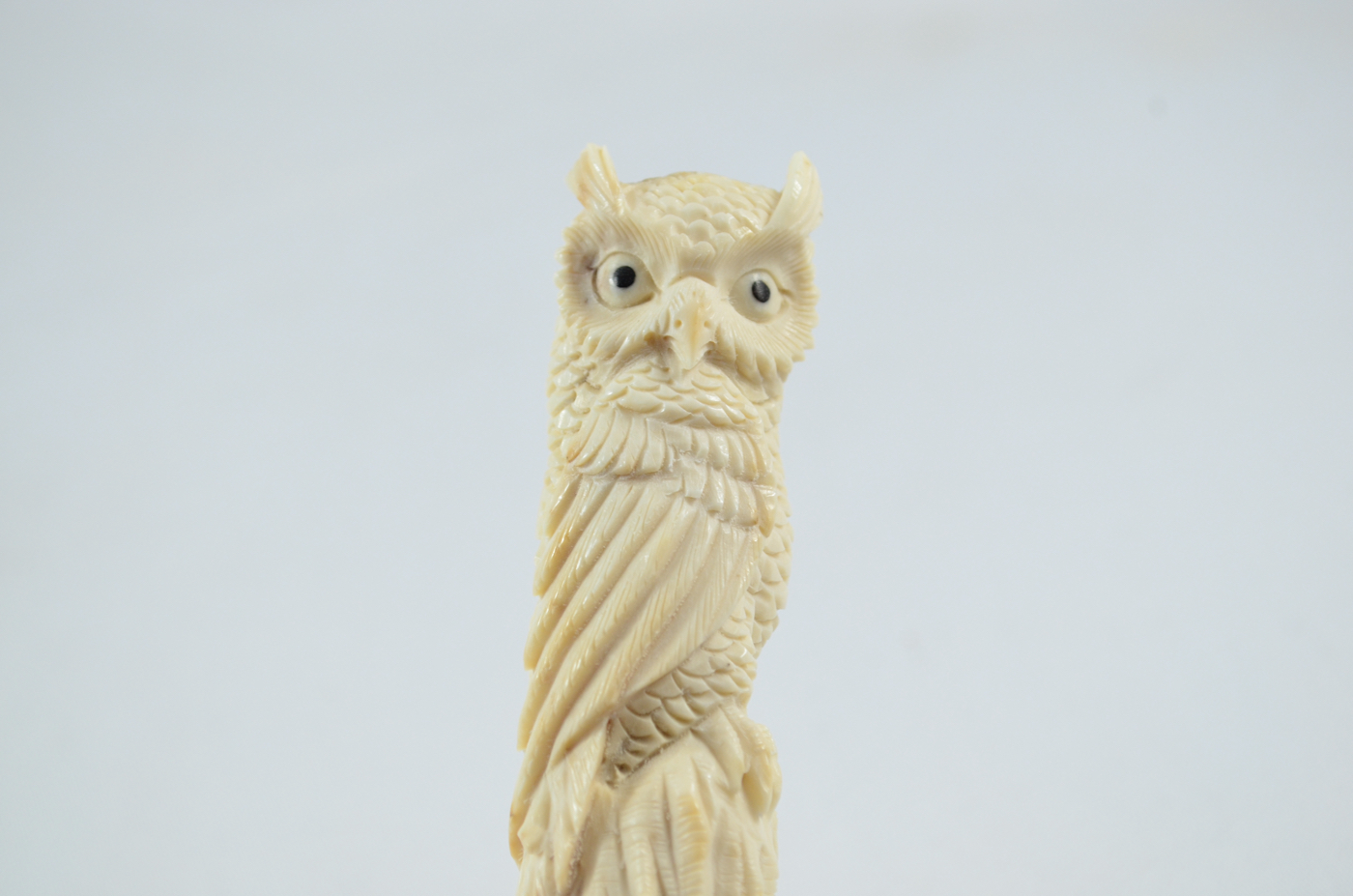 Owl Carved Walking Stick Cane Top Handle Stag Antler Horn Made Sheffield England