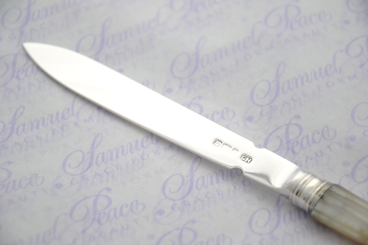 George Howson Pristine Mother of Pearl Sterling Silver Bladed Letter Opener Sheffield 1911 Cased - Image 4