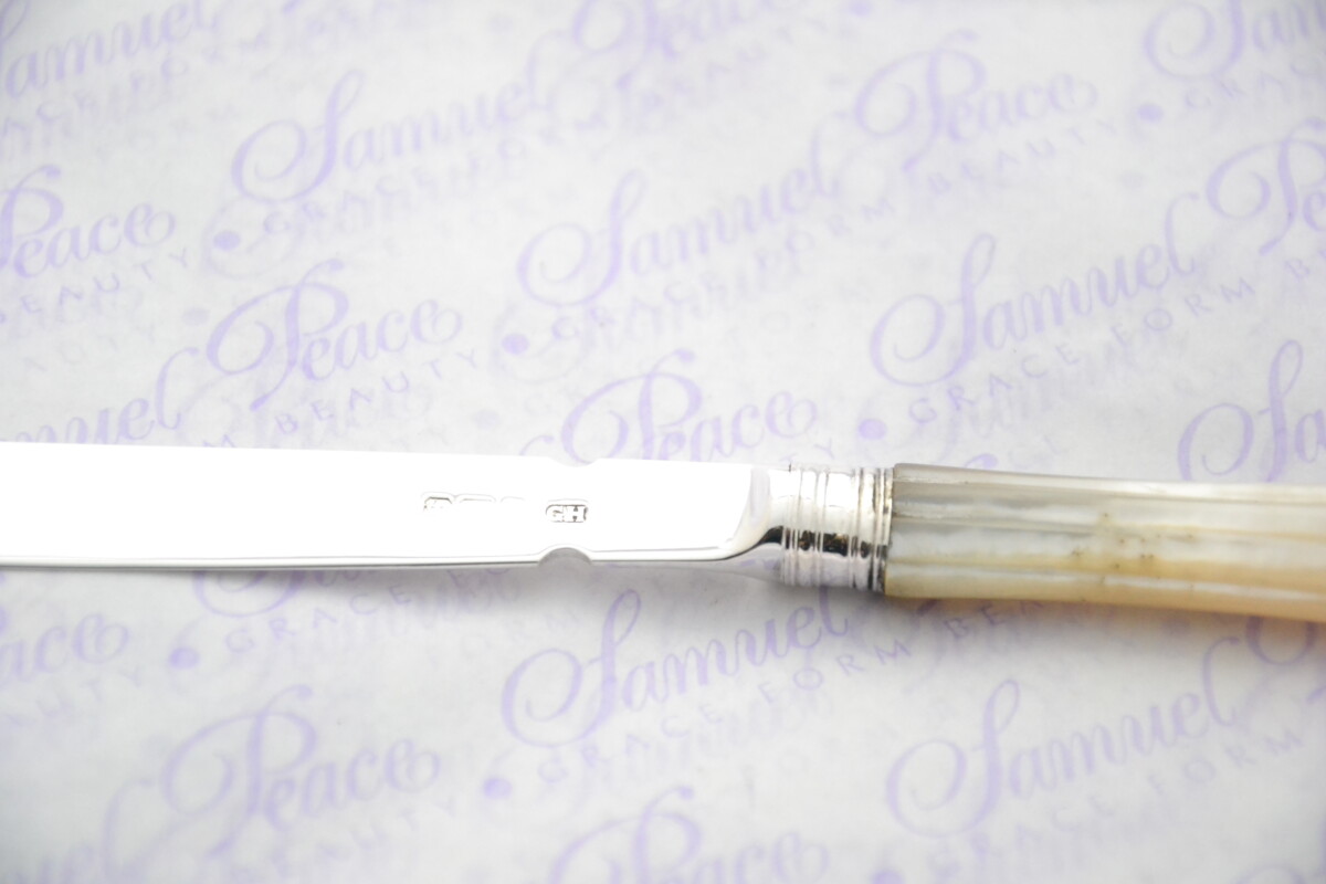 George Howson Pristine Mother of Pearl Sterling Silver Bladed Letter Opener Sheffield 1911 Cased - Image 5
