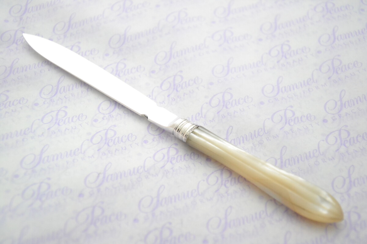 George Howson Pristine Mother of Pearl Sterling Silver Bladed Letter Opener Sheffield 1911 Cased - Image 6