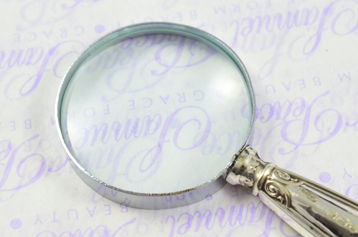 C.W Fletcher Laurel Pattern Sterling Silver Magnifying Glass Sheffield 1918 - Image 7