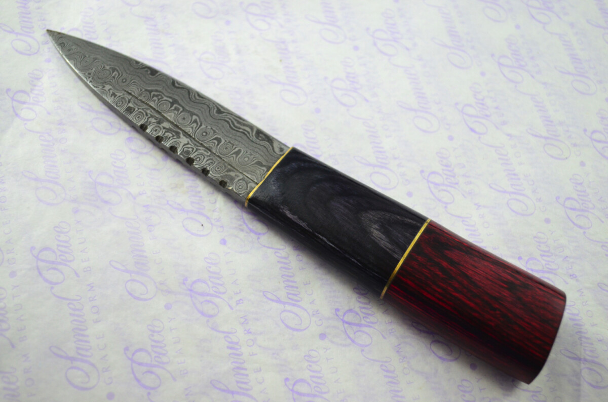 New Fantastic Coloured Pakkawood Sgian Dubh Damascus Steel Superior Sheath inc Presentation Box - Image 6
