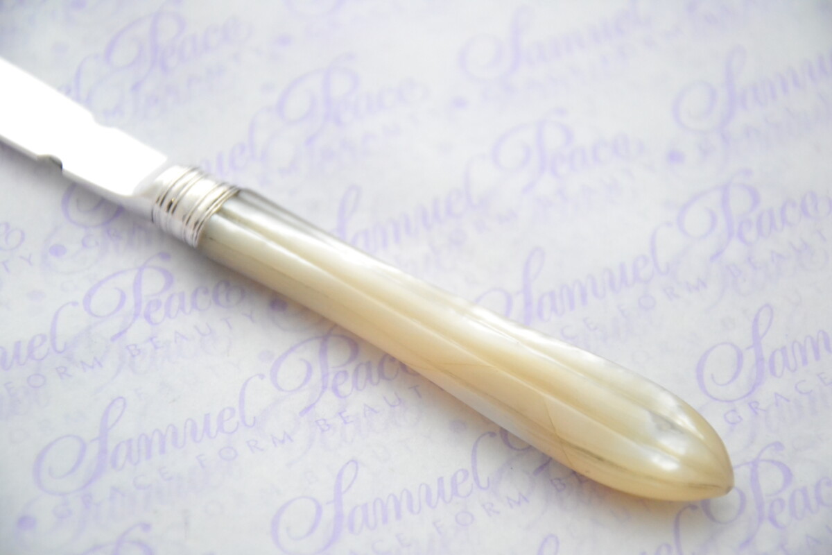 George Howson Pristine Mother of Pearl Sterling Silver Bladed Letter Opener Sheffield 1911 Cased - Image 7