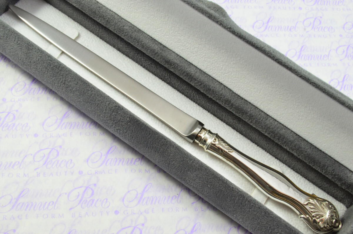 Aaron Hadfield Sheffield Sterling Silver Handled Letter Opener Vine Pattern 1835 Cased - Image 2