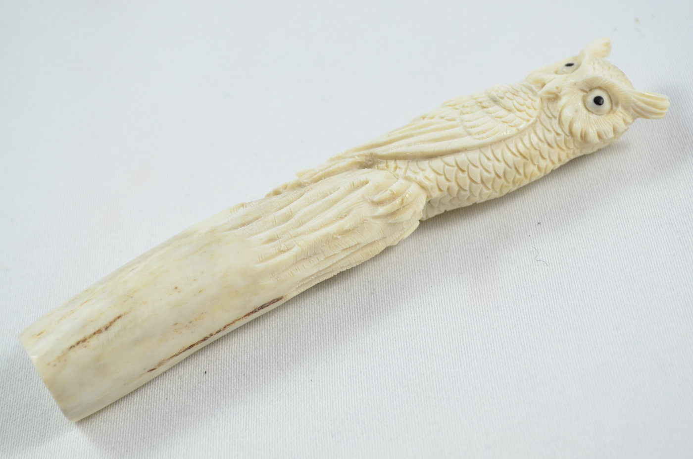 Owl Carved Walking Stick Cane Top Handle Stag Antler Horn Made Sheffield England - Image 2
