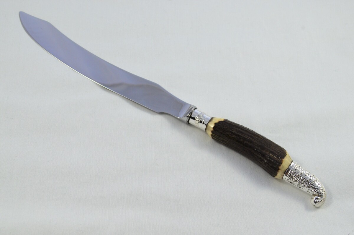 Handmade Sheffield Silver Plated Punch Capped & Ferruled Stag Handled Carving Set 2024 - Image 4