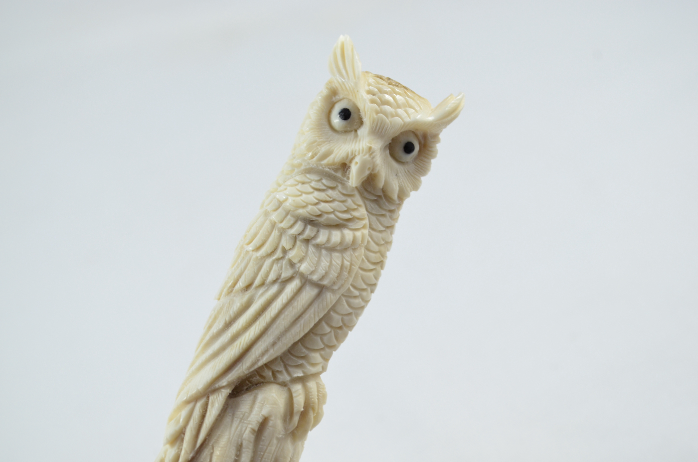Owl Carved Walking Stick Cane Top Handle Stag Antler Horn Made Sheffield England