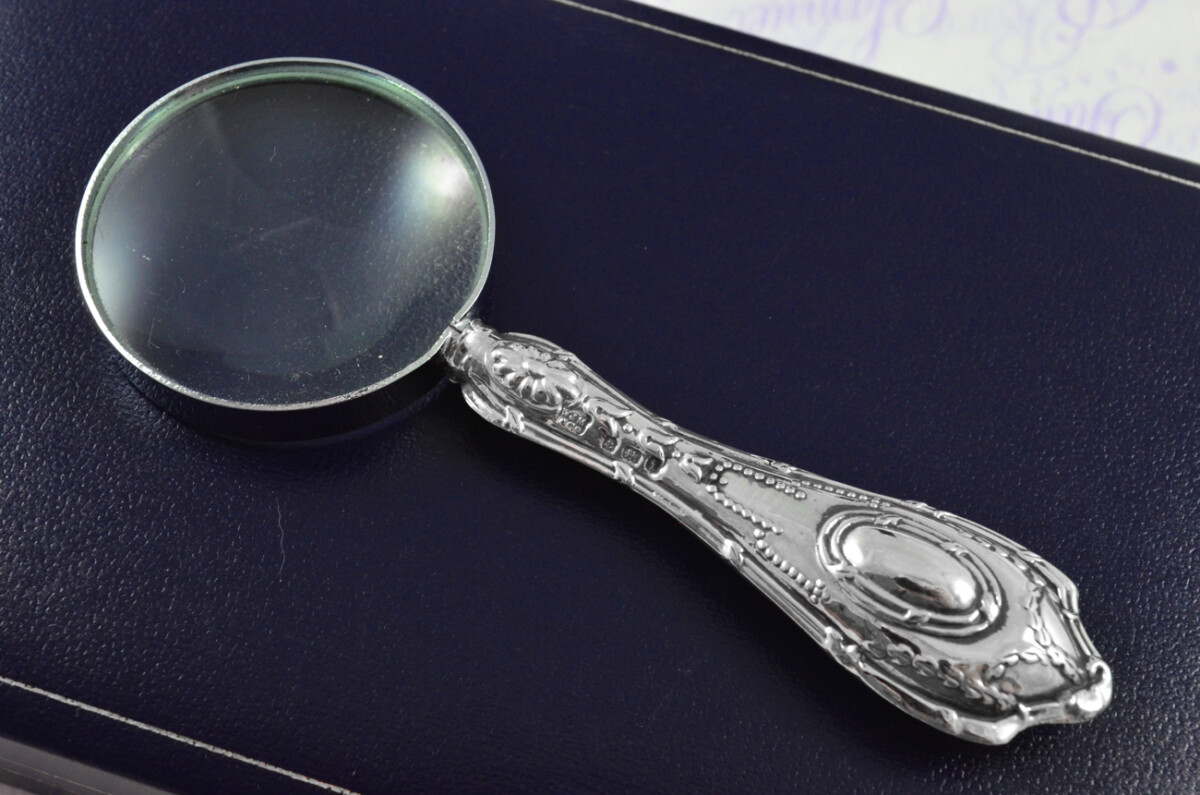 Banister Pattern Sterling Silver Magnifying Glass Birmingham 1908