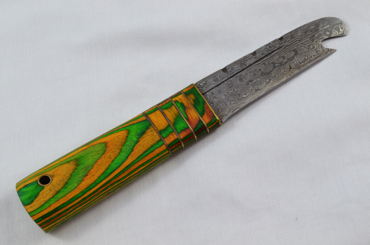 New Fantastic Genuine Laminate Handle Sgian Dubh Bottle Opener Damascus Steel Made in Sheffield England - Image 5