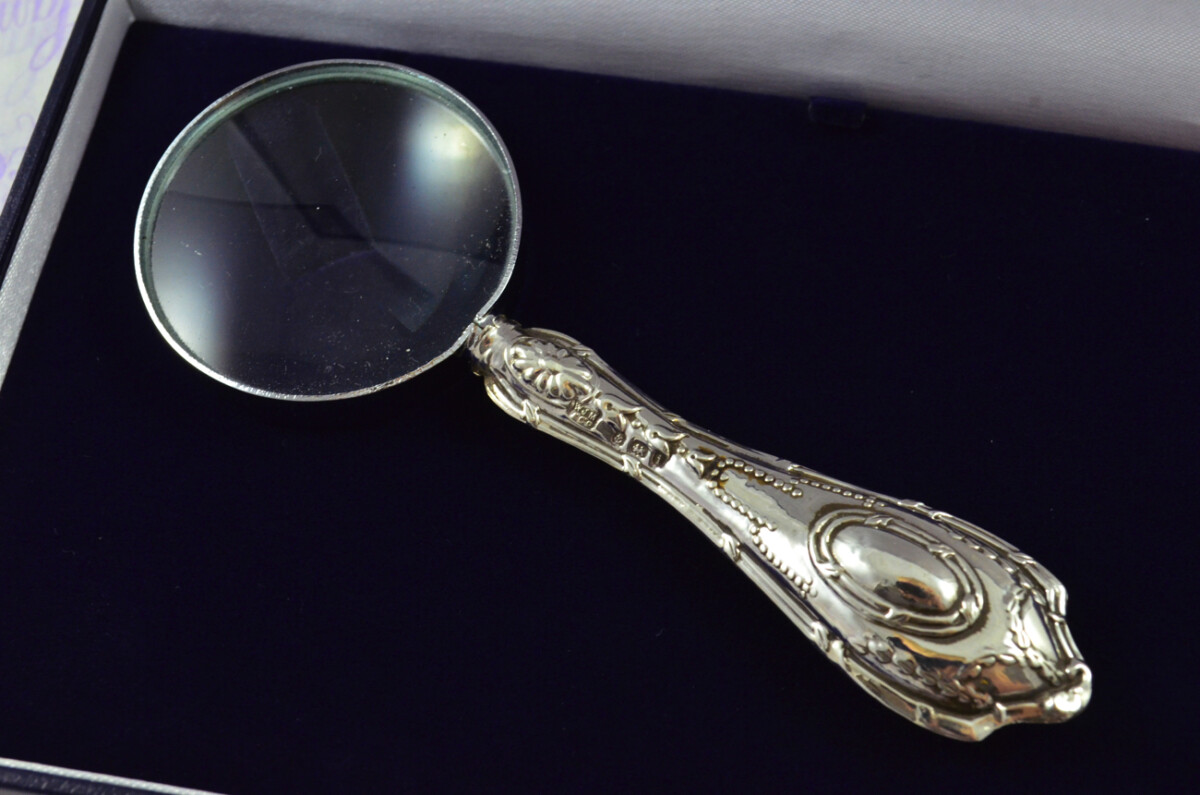 Banister Pattern Sterling Silver Magnifying Glass Birmingham 1908 - Image 2
