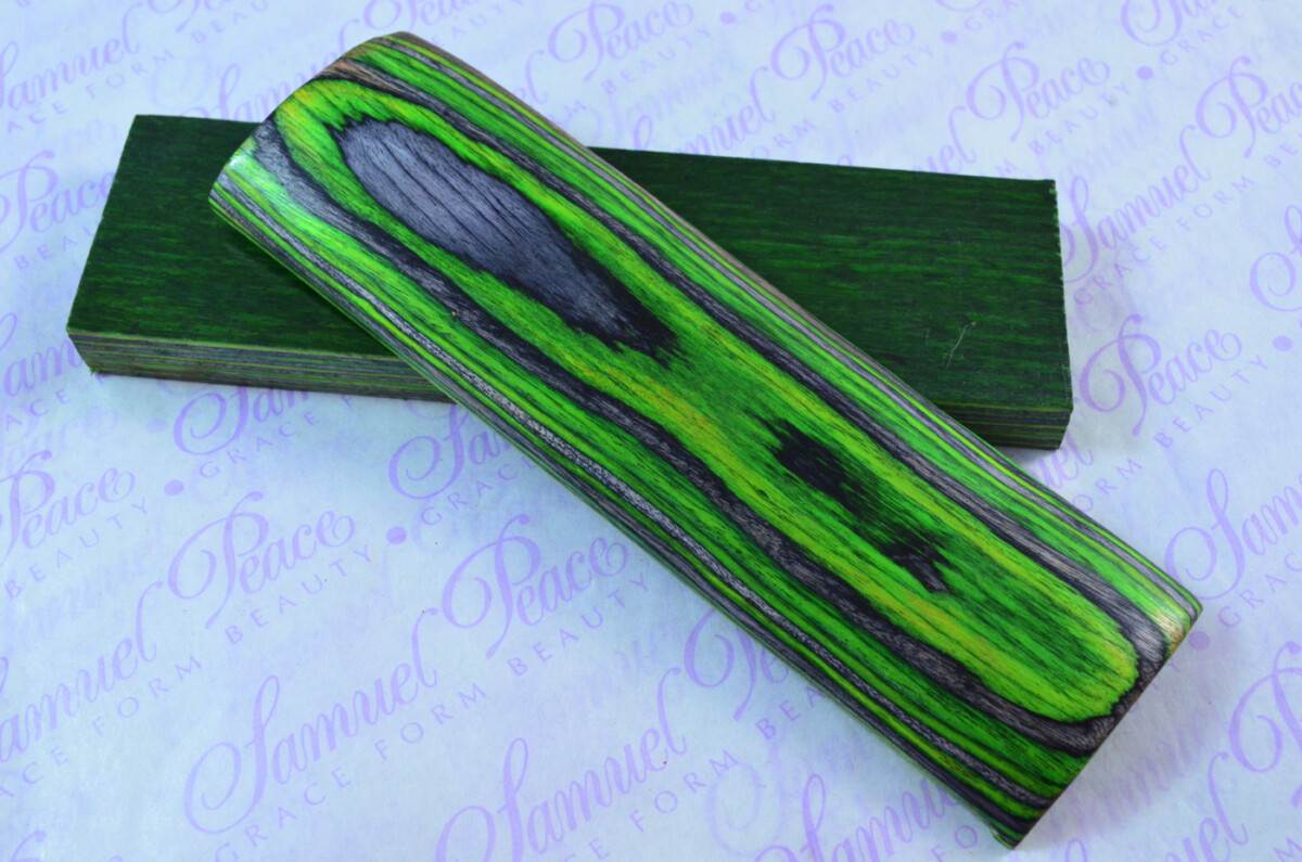 Pair of Emerald Green & Black Laminated Wood Knife Scales Knife Making Parts Wood Blanks