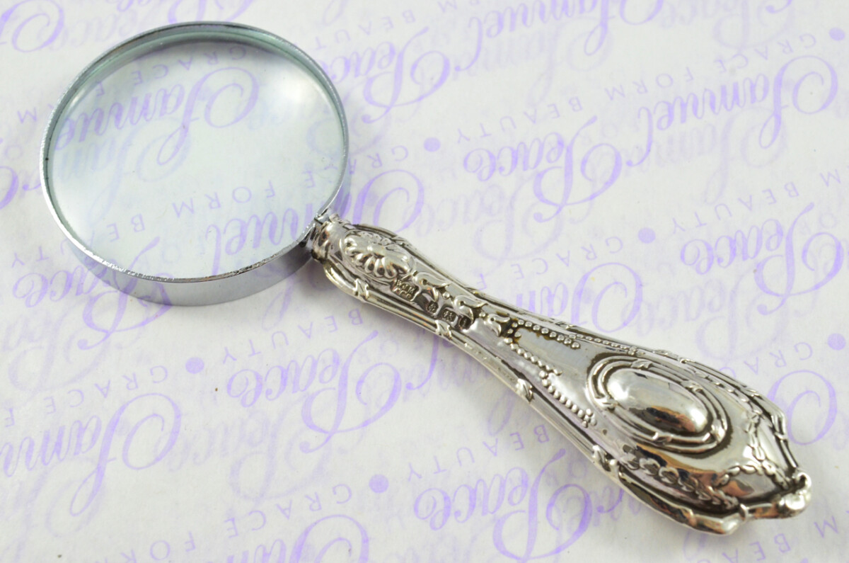Banister Pattern Sterling Silver Magnifying Glass Birmingham 1908 - Image 3
