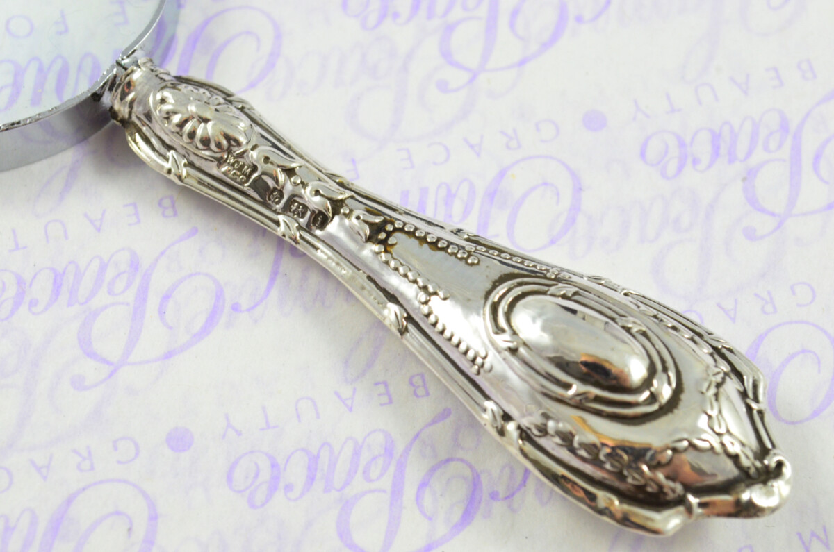 Banister Pattern Sterling Silver Magnifying Glass Birmingham 1908 - Image 4