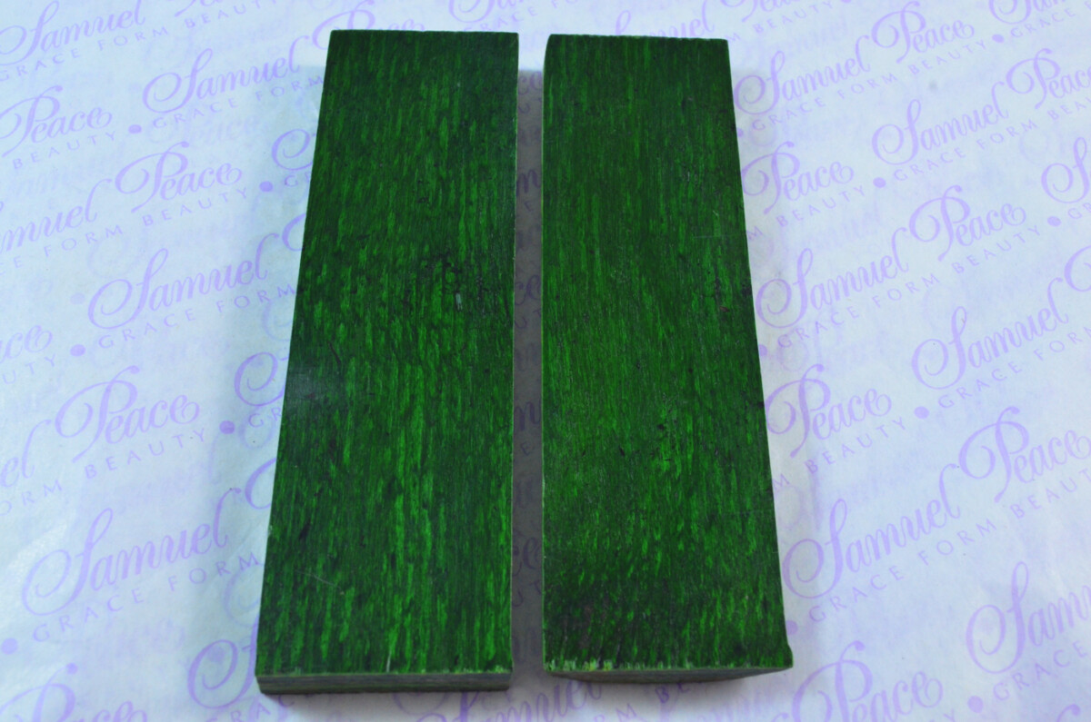 Pair of Emerald Green & Black Laminated Wood Knife Scales Knife Making Parts Wood Blanks - Image 2